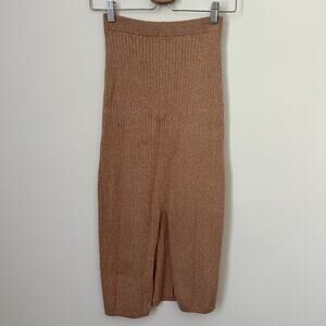 Free People Rust Orange Knit Ribbed Pencil Skirt Size XS